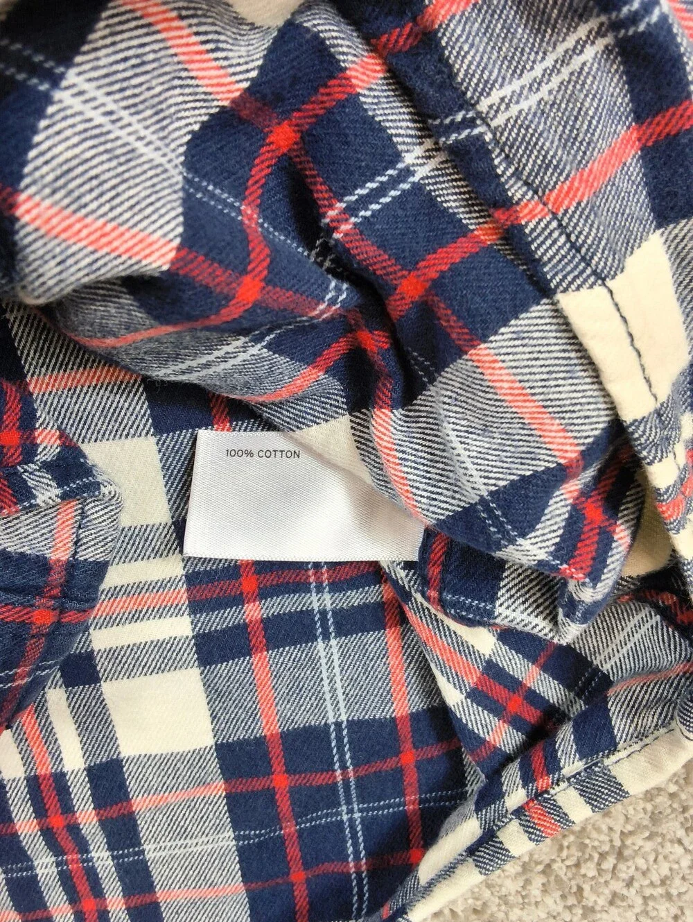 Duluth Trading Co. Untucked 2XL Tall Plaid Cotton Flannel Shirt white/blue/red